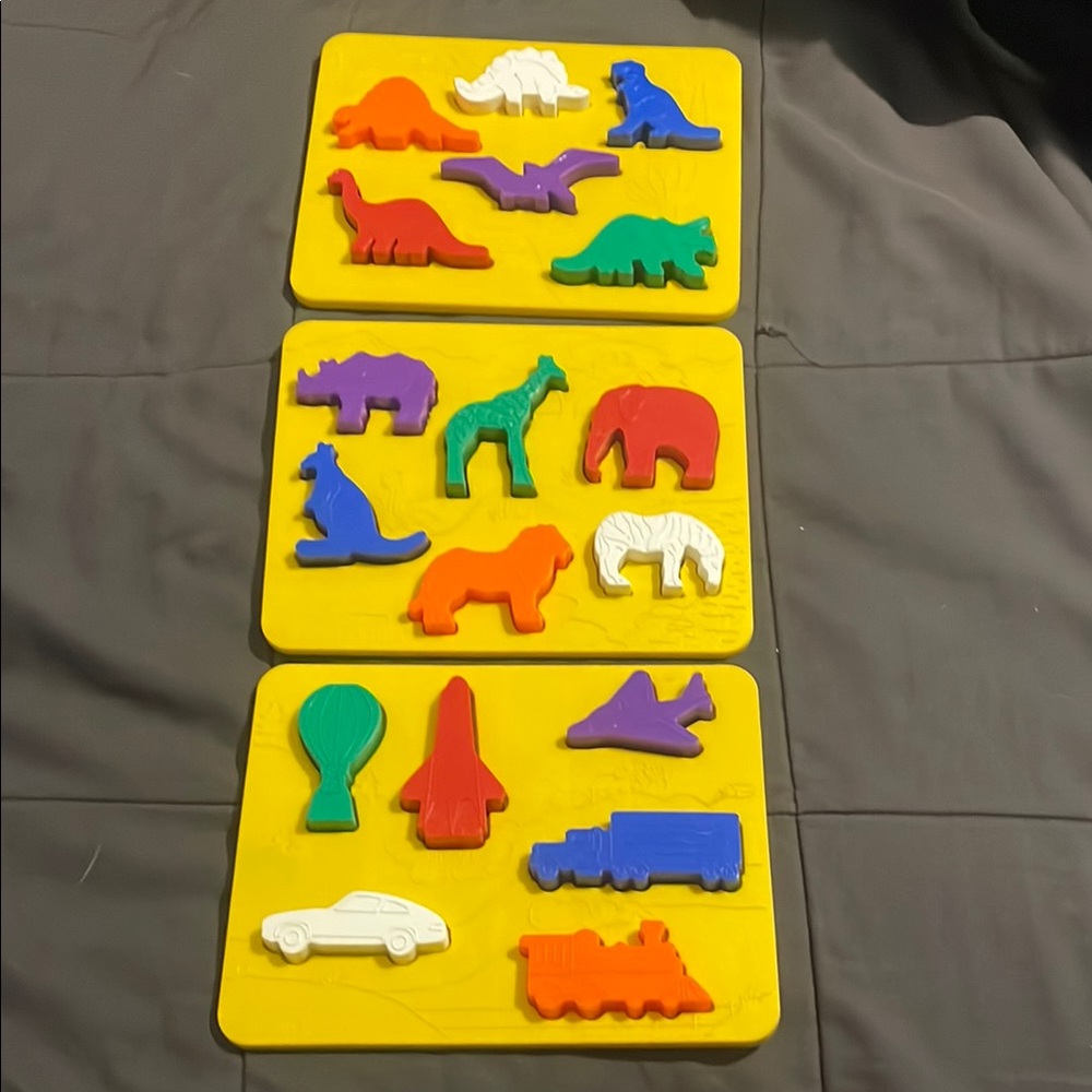 Set Of Vintage Discovery Toys Place & Trace Educational Sensory Activity Puzzles